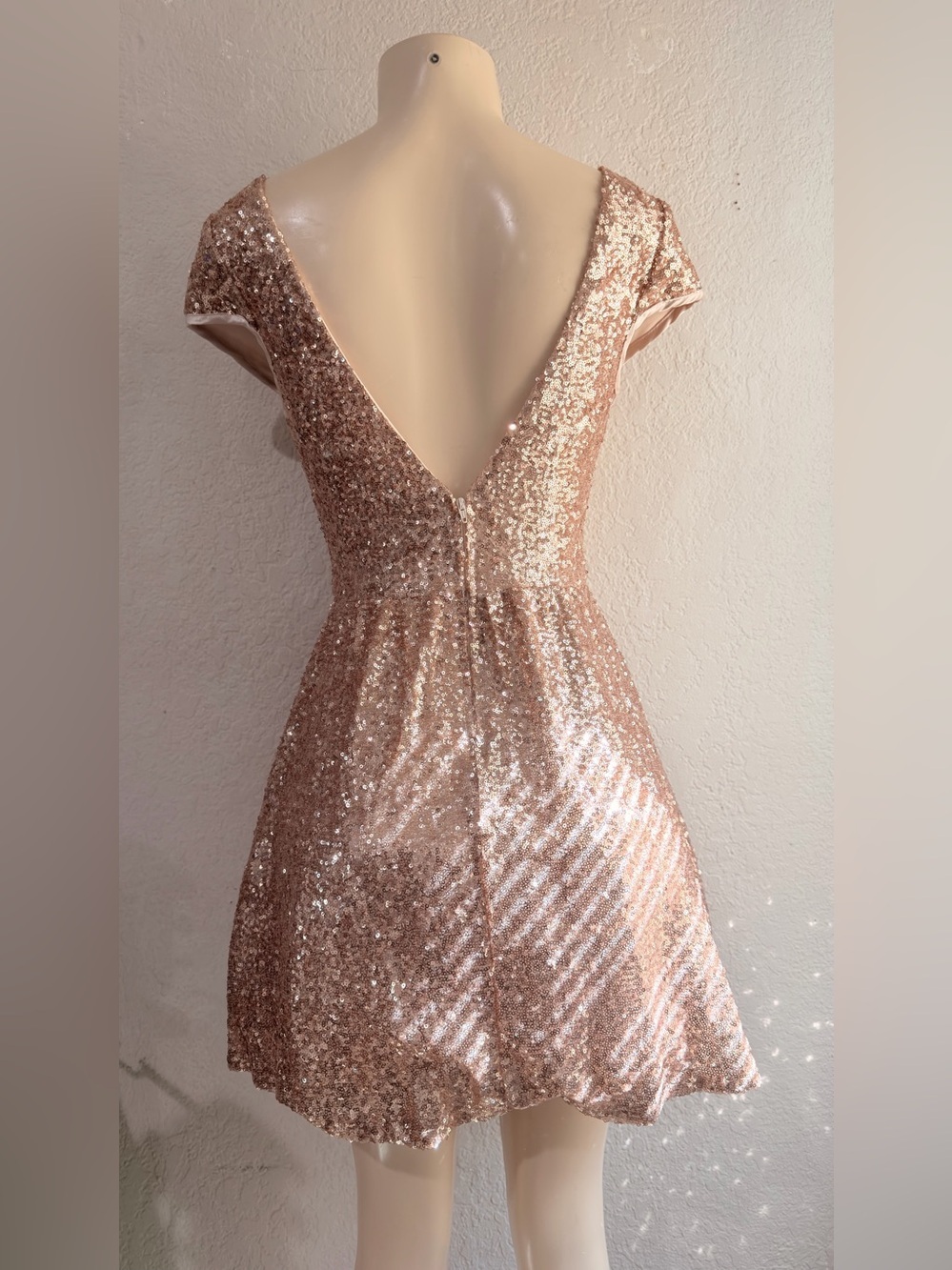 Windsor Sequin Fit & Flare Cocktail Dress in Rose Gold - Picture 7 of 14